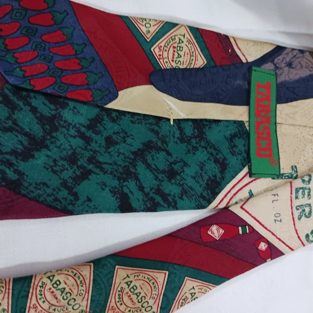 Tabasco Necktie Mens OS Multicolor Excellent Silk Blend Novelty Pepper Sauce Tie